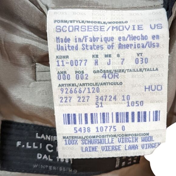 Hugo Boss Scorsese/Movie 100% Virgin Wool Black & Gold Pinstripe Suit 40R - Picture 7 of 12